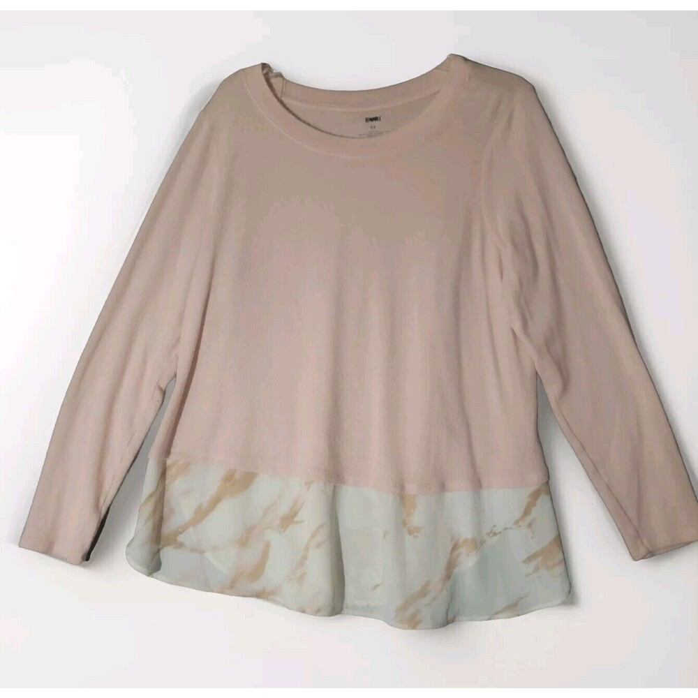 EVRI Pastel Pink Faux Layered Sweater Women's Plus Size OX Preppy Coquette Chic